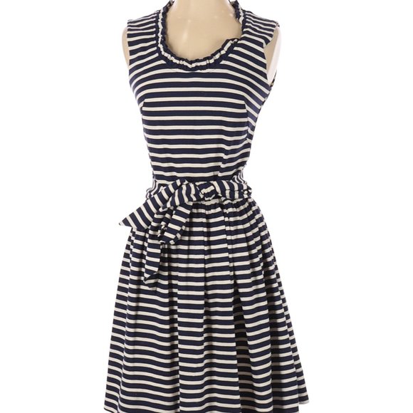 Dress navy white stripe with tie belt. - Picture 1 of 7